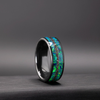 Men’s Wedding Band with Meteorite and Opal – Ceramic Galaxy Ring, Gift for Him