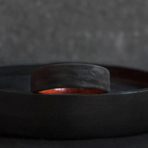 Forged Carbon Fiber Ring withCalifornia Redwood.