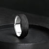 Sterling Silver Carbon Fiber Ring, Modern Gift Ring.