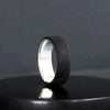 Sterling Silver Carbon Fiber Ring, Modern Gift Ring.