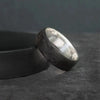Sterling Silver Carbon Fiber Ring, Modern Gift Ring.