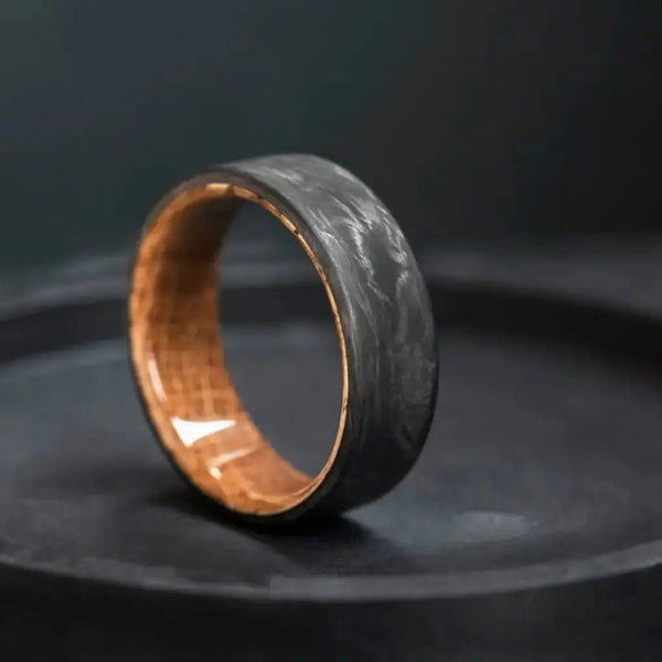 Whiskey Barrel and Carbon Fiber Ring for Men - BerchJewelry