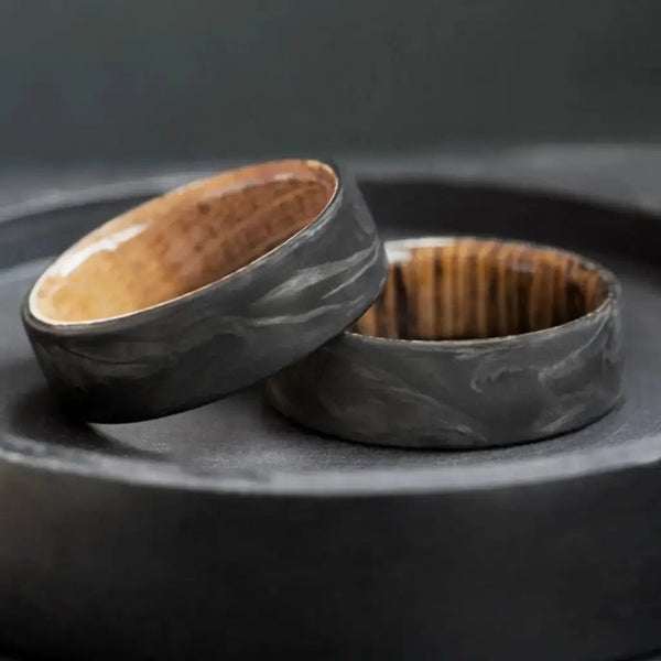 Whiskey Barrel and Carbon Fiber Ring for Men - BerchJewelry
