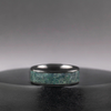 Black Ceramic Men’s Wedding Band with Green Moss Agate – Bold, Organic Wedding Ring