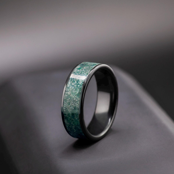 Alianza de boda de madera de hierro hecha a mano, anillo de titanio, anillo de compromiso, regalo de aniversario