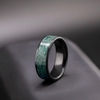 Black Ceramic Men’s Wedding Band with Green Moss Agate – Bold, Organic Wedding Ring