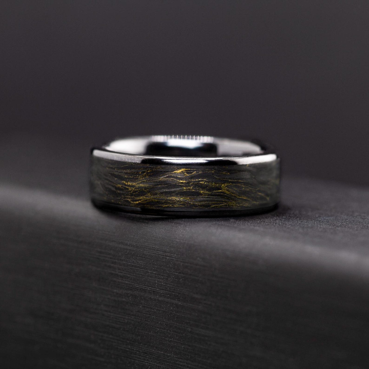 Alianza de boda de madera de hierro hecha a mano, anillo de titanio, anillo de compromiso, regalo de aniversario