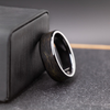 Men’s Ceramic Ring with Carbon Fiber Inlay – Black Gold Wedding Band, Unique Gift for Him