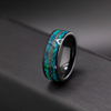 Men’s Wedding Band with Meteorite and Opal – Ceramic Galaxy Ring, Gift for Him