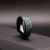 Black Ceramic Men’s Wedding Band with Green Moss Agate – Bold, Organic Wedding Ring