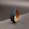Rustic carbon fiber ring with wood and turquoise detail