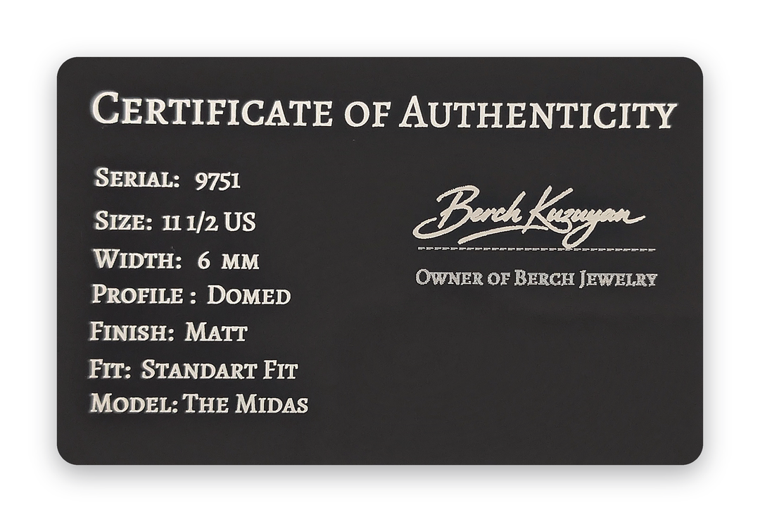 Berch Jewelry Certificate