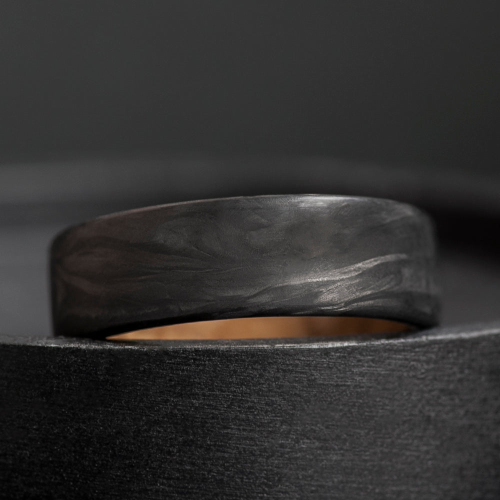 Carbon Fiber Whiskey Barrel Wood Wedding Ring for Men
