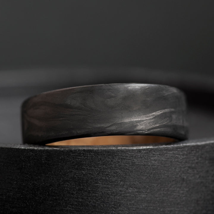 Carbon Fiber Whiskey Barrel Wood Wedding Ring for Men