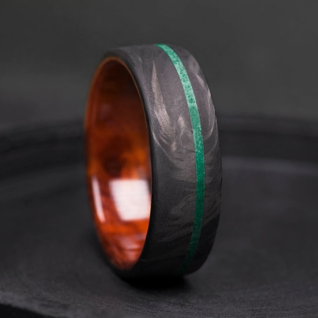 Malachite Inlay Carbon Fiber Ring