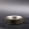 Elegant Titanium Ring with Gold Flakes & Carbon Fiber