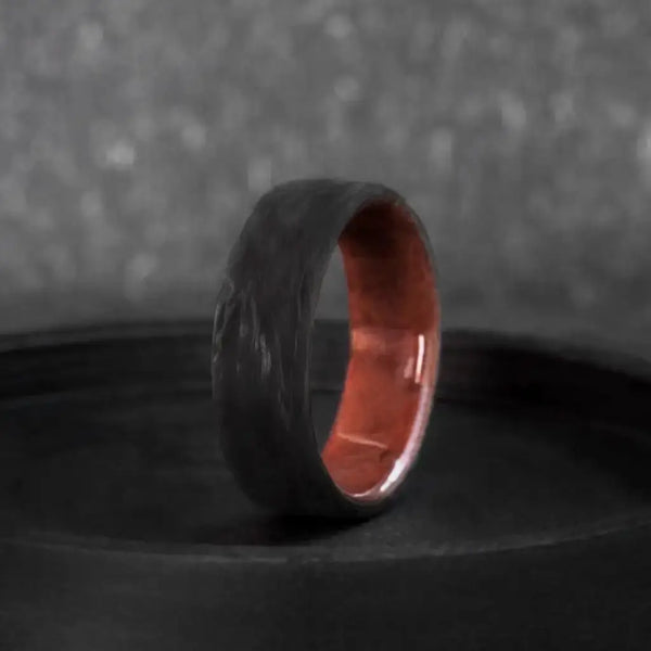 Forged Carbon Fiber Ring withCalifornia Redwood.