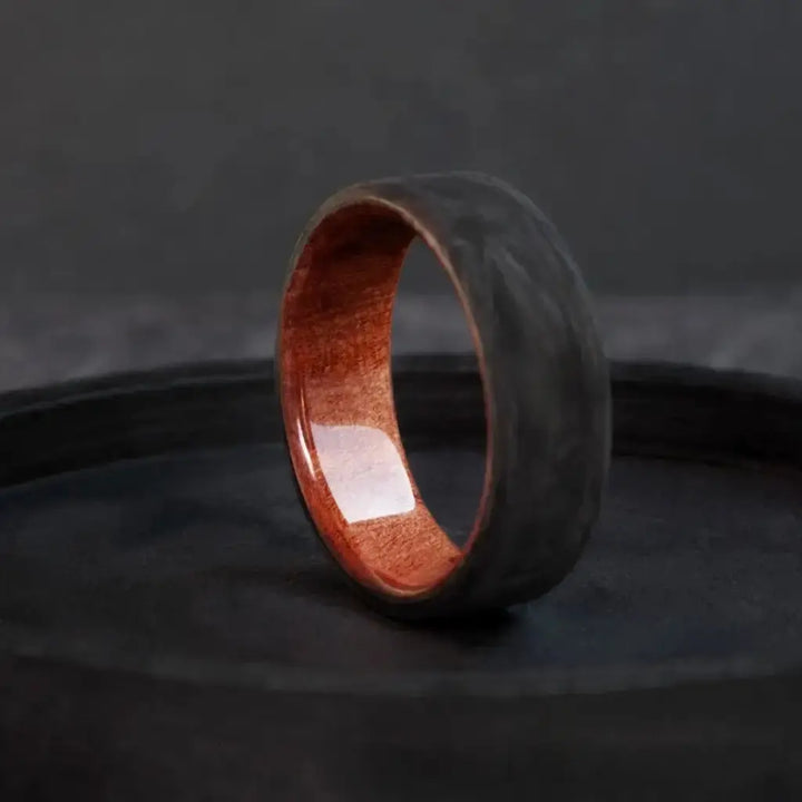 Forged Carbon Fiber Ring with  California Redwood.