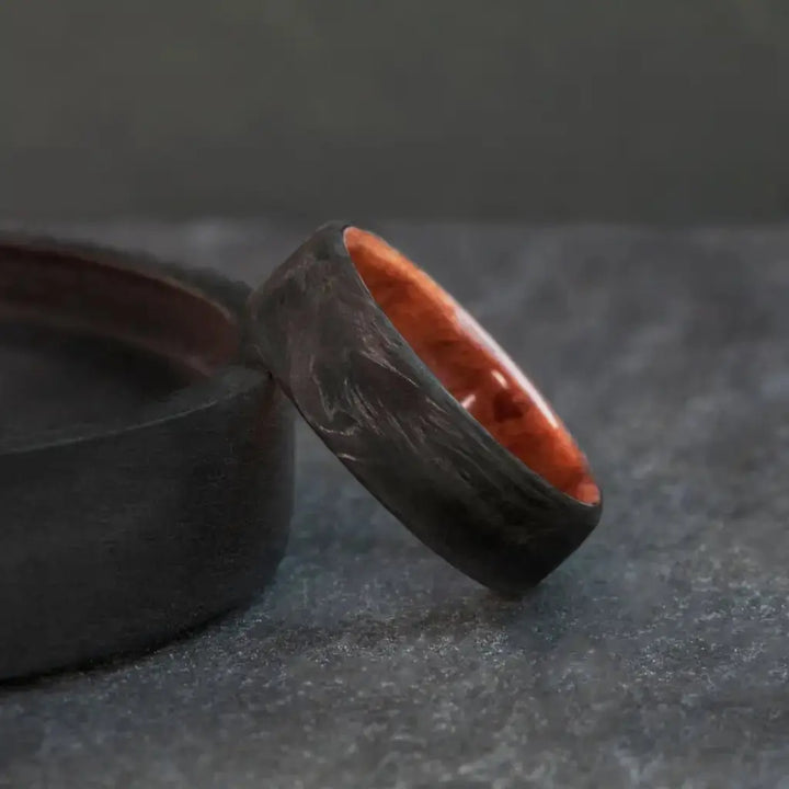 Forged Carbon Fiber Ring with  California Redwood.