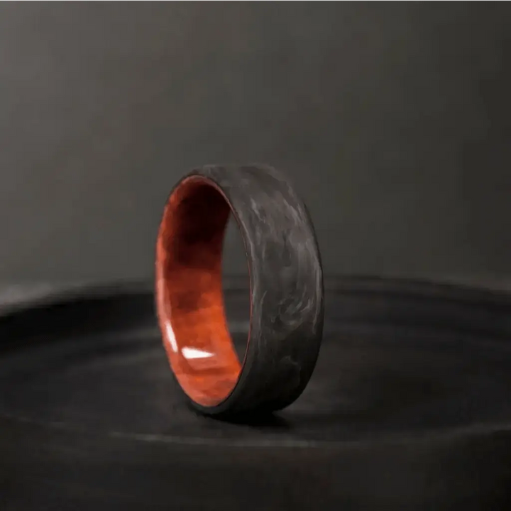 Forged Carbon Fiber Ring with  California Redwood.