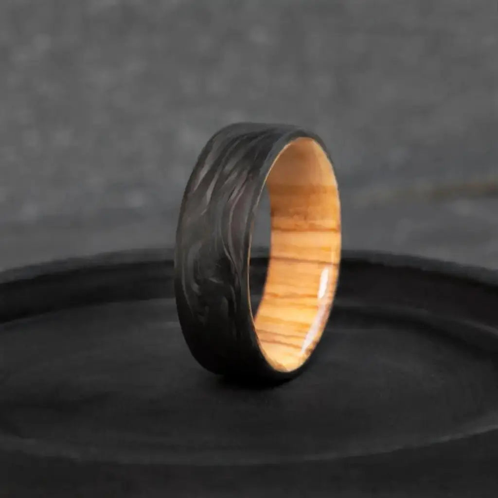 Carbon and Olive Wood Ring A Striking Combination for the