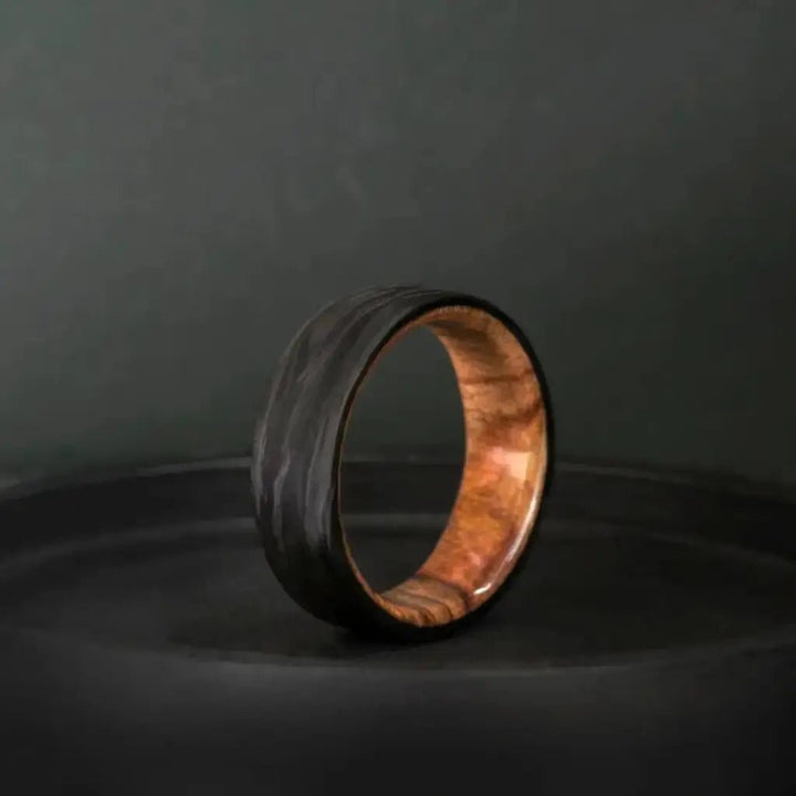 Carbon Fiber Ring with Spalted Maple Wood Inlay - BerchJewelry