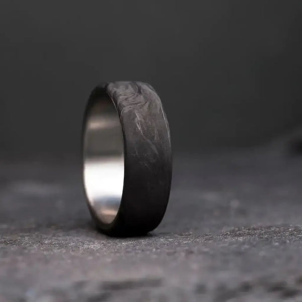 Titanium and Forged Carbon Fiber Wedding Band.