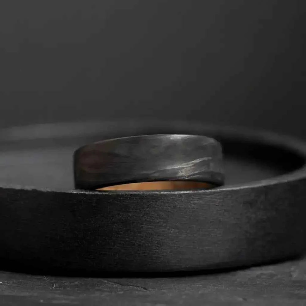 Carbon Fiber Whiskey Barrel Wood Wedding Ring for Men